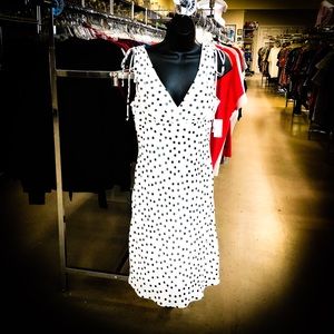 Breaking loose white dress with black polka dots
